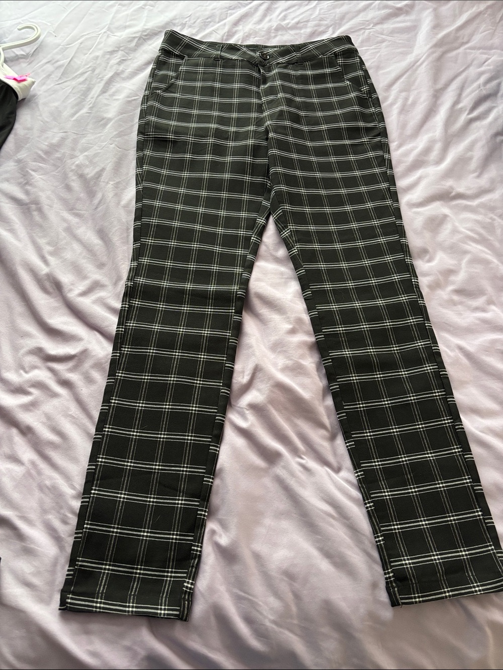 Black Plaid Skinny Pants